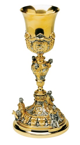 Calice ottone cesellato mano - calice,