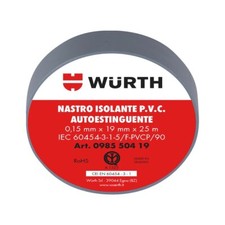 Nastro Isolante GRIGIO 19MMx25M Alta Qualità Set 10pz - WÜRTH 098550419