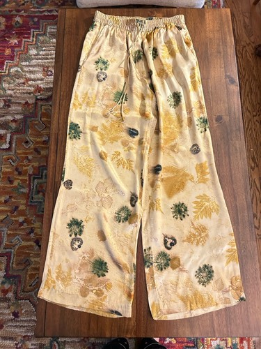 Zara gold satin wide leg - l,