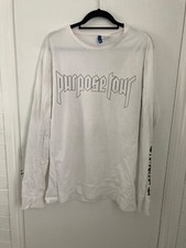 MAGLIETTA MANICA LUNGA JUSTIN BIEBER "PURPOSE" WORLD TOUR XL 2016 2017 H&M BIANCA
