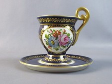 Tazzina e piattino in ceramica da collezione Limoges France blu e oro zecchino