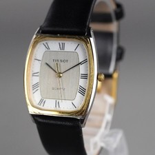 Orologio uomo Tissot QUARTZ oro 26mm vintage batteria nuova cinturino pelle