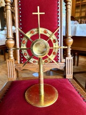 Reliquiario ostensorio, altare domestico, 31 cm con pietre