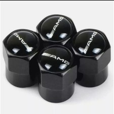 4 TAPPI COPRIVALVOLA VALVOLA RUOTA AMG MERCEDES NERO IN LEGA DI METALLO A35 A45