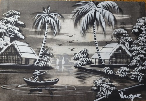 Quadro tessuto bianco nero - bianco, e