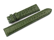 Cinturino Orologio Vera Pelle Coccodrillo Verde Lucido 18/16mm Fatto a Mano New