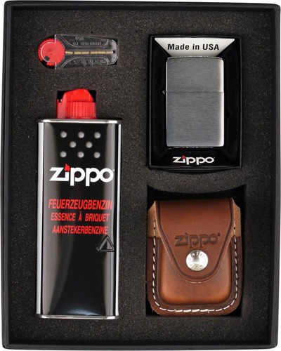 Zippo set cromo spazzolato - set,