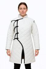 Bianco Trapuntato Medievale Gambeson Cappotto Imbottito Armor Giacca per Cosplay