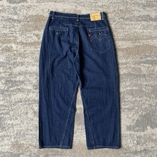 Jeans uomo rosso Levis W34 indaco denim attorcigliato larghi gamba larga canapa giapponese