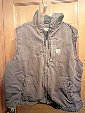 Carhartt Gilet con Cappuccio Uomo 2XL Foderato in Pile Zip Marrone Abbigliamento da Lavoro Anatra 2X 103837