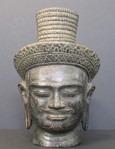 Tête khmer bronze - en,