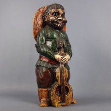 Statua Portabottiglia Legno Uomo Chitarrista Messicano Rustico Vintage Anni 70