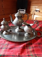 Servizio Da The 3 Pezzi Con Vassoio In Peltro 95% Design FAIB