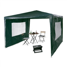 Gazebo 3 X 3 M, 2 Pareti Laterali, Telaio in Metallo, Copertura in PE, Finestra,