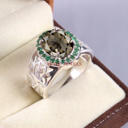 Anello uomo quarzo fumè - da,