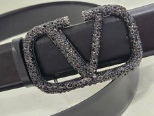 Cintura in pelle di vitello firmata Valentino Garavani VLogo misura 90 cm unisex fibbia borchiata