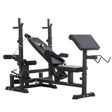 Panca da Palestra Regolabile con Supporto per Bilanciere 210x110x103-123cm Nero 