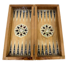 Backgammon egiziano di lusso fatto a mano e scacchiera legno intarsiato e madrepera