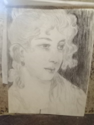 Disegno antico volto giovane - disegno,