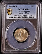 Filippine - 1944-D/S 20 Centavos KM182 PCGS MS 65