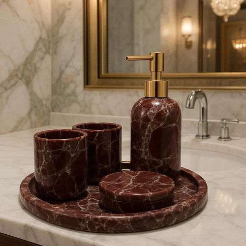 Set bagno marmo rosso - da,