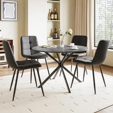 Tavolo da Pranzo Rotondo Pieghevole con 4 Sedie in Tessuto Set Salvaspazio per Cucina