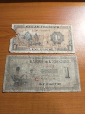 Banconota vintage Indocina francese 1 Piastre 1942-1945 1951 Vietnam Cambogia Laos