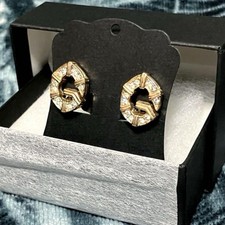 GIVENCHY Orecchini Logo G Strass Donna Tono Oro Vintage dal Giappone