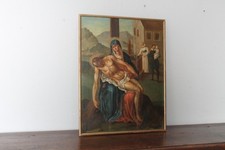 Antico dipinto fiammingo epoca XVIII olio su tavola raffigurante La deposizione
