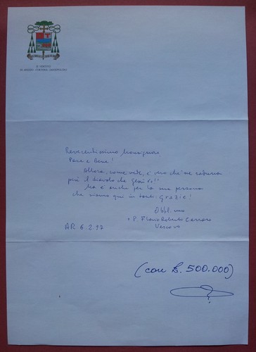 Arezzo 1997 lettera - 1997:, autografo