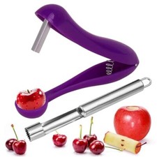 2Pcs Frutta Levatorsoli Multifunzione,Togli Torsolo Mela in Acciaio (W1G)