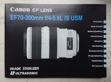 Canon instruction manual for EF-S 70/300mm f4-5,6 IS USM, EN FR DE ES IT etc.