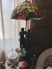 Lampada da Tavolo Liberty Stile Tiffany, 60cm Con Lume In Lega Metallica