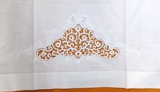 ASCIUGAMANO COTONE e PIZZO CANTU, orli a giorno, lavorato a mano - 106 x 71 cm