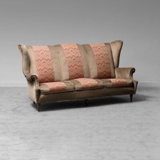  DIVANO 3 POSTI IN VELLUTO MARRONE DESIGN ANNI 50 MODERNARIATO VINTAGE 