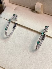 Orecchini Brillanti e Smeraldi - Oro Bianco 18K