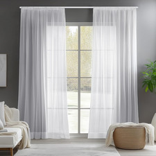 Tende per Interni Moderne Ed Eleganti Con Fettuccia – 2 Pezzi Tende Voile Bianch