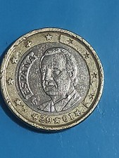 1 Euro Spagna 2001 Difetto Di Conio Molto Bello Rara Carenza Metallo.