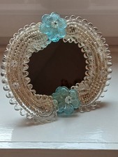 SPECCHIO FLOREALE BLU VETRO
