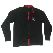 POKERSTARS CAMICIA DA POKER XXL NERA ROSSA IN COTONE CON 7 BOTTONI MANICA LUNGA