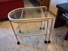 Carrello portavivande design, apribile, vetro serigrafato e acciaio smaltato 