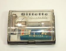 Rasoio di sicurezza vintage 1961 Gillette FATBOY TTO regolabile DE G-1 con custodia