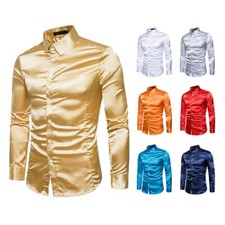 Uomo Camicia Casual Finta Seta