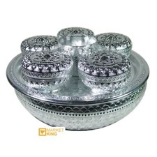 Betel Box Teiera Set Completo Buddismo Lao Presa Originale Alluminio Da Collezione