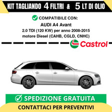 Tagliando per AUDI A4 Avant 2.0 TDI 120 kw - 5 Lt di Castrol + 4 Filtri anno ...