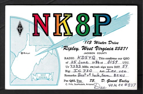 Scheda radio qsl nk8p - cb, "nk8p