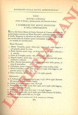 OMODEO Pietro - Ricerche sulla fauna appenninica. I Lombrichi dei Monti Picenti