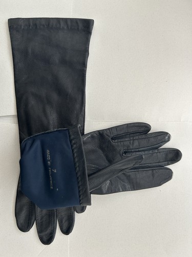 Guanti vintage pelle nera - vintage,