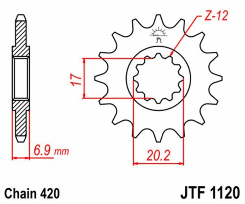 Pignone passo 420 denti - pignone, jt