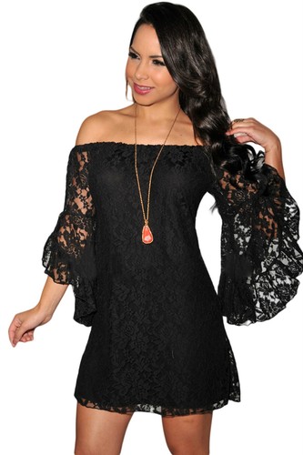Abito ricamo pizzo - , scollo